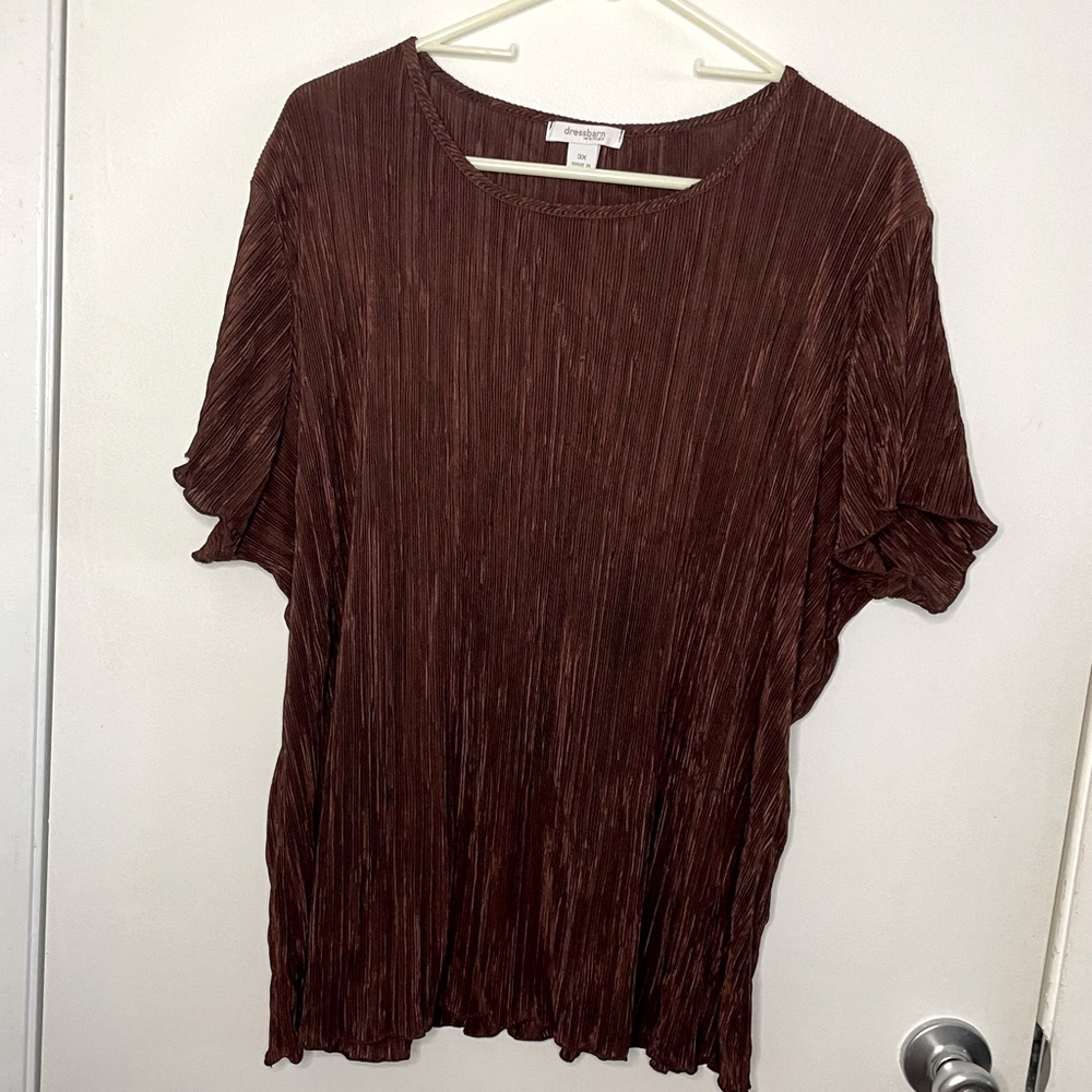 Dress Barn Brown Pleated Top